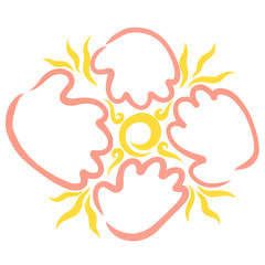 shining sun and hands around it, logo