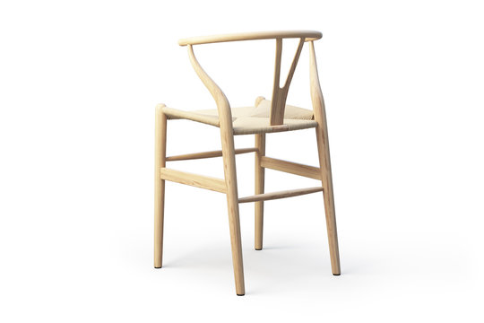 Modern light wood stool. 3d render