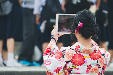 Japanese woman wearing kimono