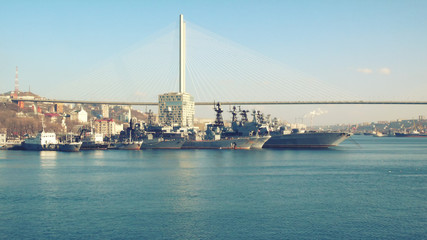 bridge, sea, cityscape