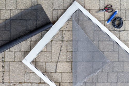 Replacing Screen Storm Porch Door Stock Photo And Royalty Free