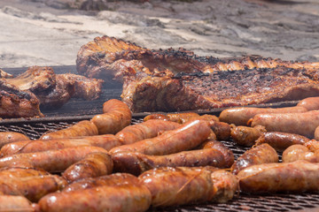Argentinean barbecue. Grilled meat outdoors traditional for big gatherings and small family events.