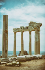The Temple of Apollo is located at the end of Side's peninsula. Antalya, Turkey   