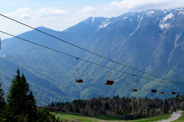 Chair lift to Velika planina, a plateau near Kamnik, Slovenia