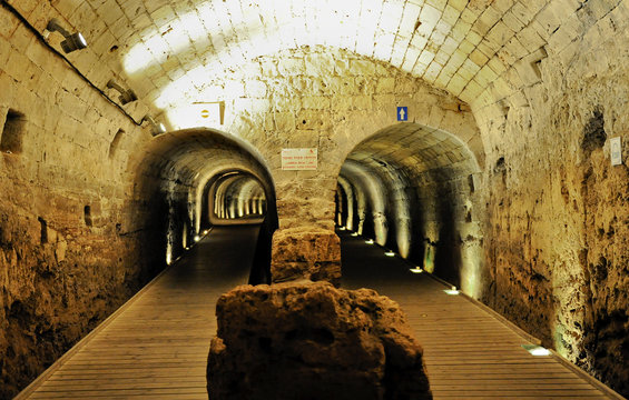 Templer-Tunnel Acco, Akko, Acre, Israel, Naher Osten, Vorderasien.
