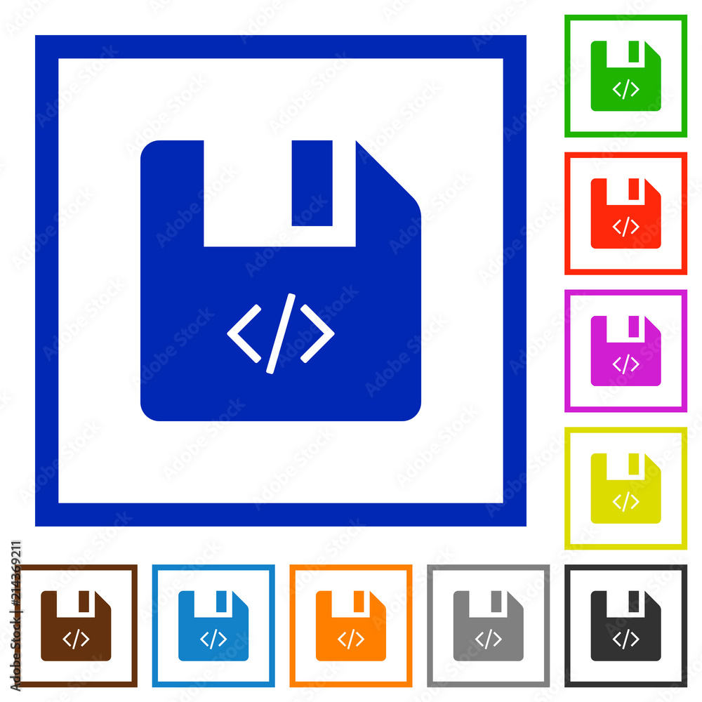 Poster script file flat framed icons