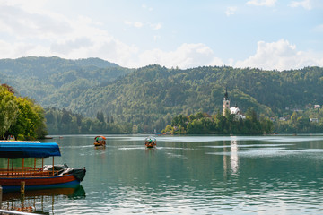 Naklejka premium Beautifu Lake Bled in Slovenia