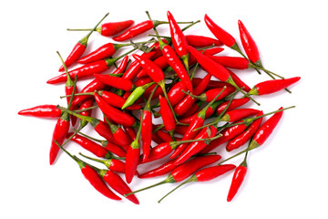 Small chilli pepper close up isolated on white. Food ingredients. Fresh vegetables