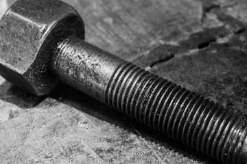 Black and white close photo of the bolt