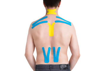 Kinesiology taping on human back
