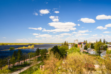 Fototapeta na wymiar Aerial view on city Kremenchug and Dnieper river in Ukraine