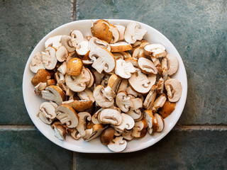 Chopped brown portobello mushrooms