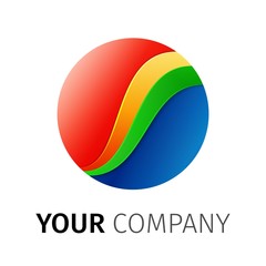 Rainbow round Logo design ribbon