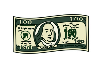 Cartoon 100 dollar bill