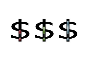 Business concept. Vector illustration. Dollar progress loading bar with lighting