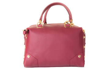 Fashionable red burgundy female women bag isolated on white background.