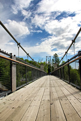 wooden bridge over Montmorency Falls in Quebec Canada