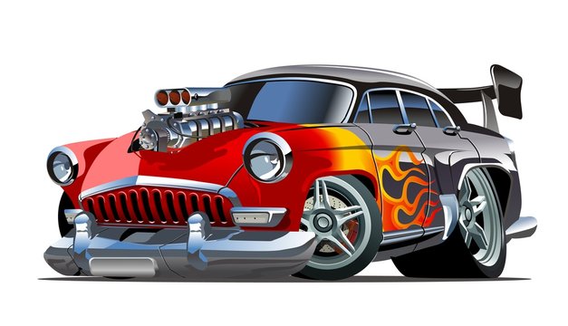 Cartoon retro hot rod