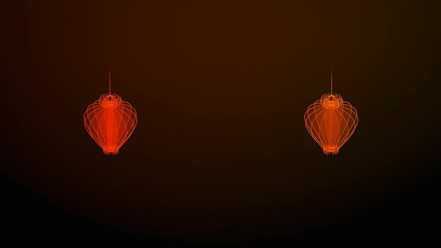 3D isometric virtual transparency Chinese lantern moving rotate, Celebrate new year festival concept design on red gradients background, seamless looping animation 4K with copy space