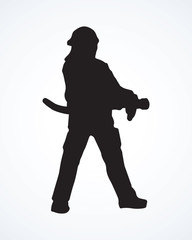 Firefighter. Vector drawing