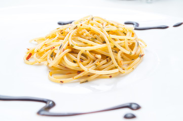 spaghetti with garlic, oil and hot peppers