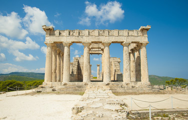 Temple of Goddess Aphaia on Aegina Island in Saronic Gulf, Greece