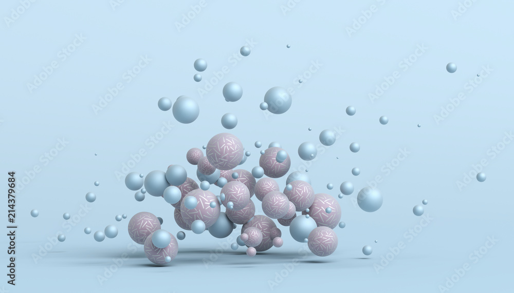Poster abstract 3d rendering of geometric shapes. modern composition. background design with spheres for po