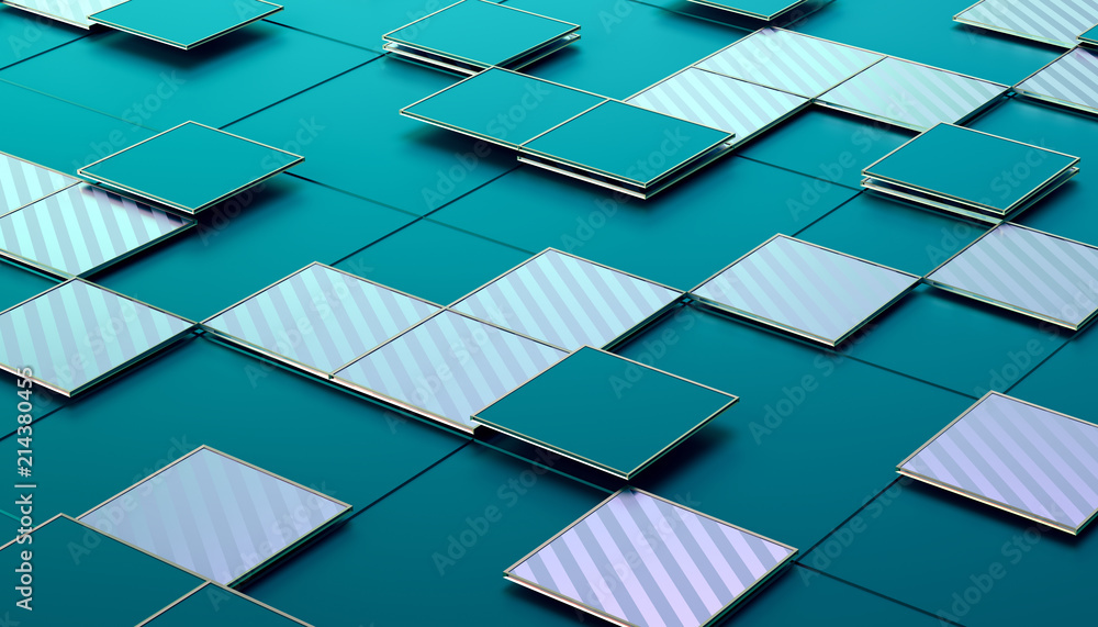 Aufkleber abstract 3d rendering of geometric shapes. composition with squares. futuristic surface design. mode