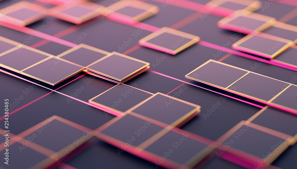 Poster abstract 3d rendering of geometric shapes. composition with squares. futuristic surface design. mode
