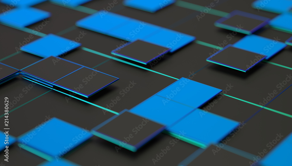 Poster abstract 3d rendering of geometric shapes. composition with squares. futuristic surface design. mode