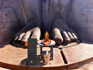 Feet of 1000 year plus giant Jain statue (17 meters), Bahubali, Shravanabelagola, Karnataka. India