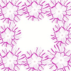 Fototapeta na wymiar White square background with pink flowers jpeg