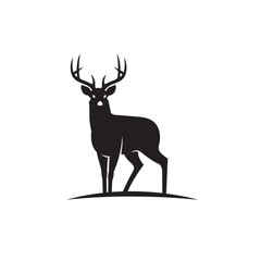 emblem of black deer isolated on white background