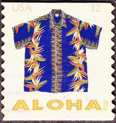 Hawaiian shirt on american postage stamp
