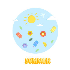  Summer clip art set card. Vector illustration.