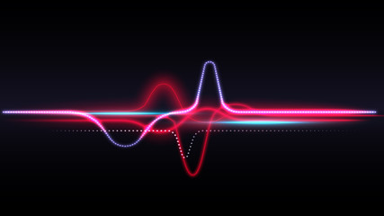 Luminous red energy waves - obrazy, fototapety, plakaty