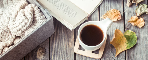 autumn still life with a cup of coffee