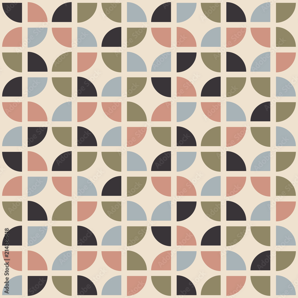 Poster retro seamless pattern. mid-century modern style. abstract repeating background. geometric vector wa