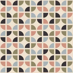 Gordijnen Retro naadloos patroon. Moderne stijl uit het midden van de eeuw. Abstracte herhalende achtergrond. Geometrisch vectorbehang. © Viktoriia