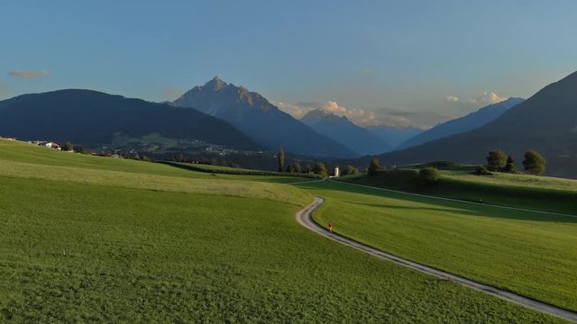 Arial Shot Tirol Alps Serles on a sunny day