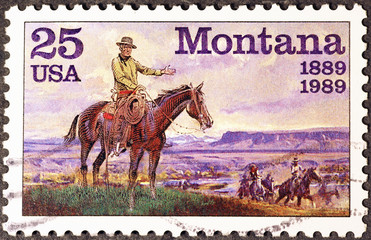 Centenary of Montana on American postage stamp
