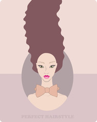 Beautiful young woman with curly hair on light background