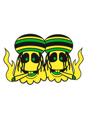 2 freunde team paar party joint kiffer kiffen stoned drogen rauchen raggae jamaika weed hanf cannabis geist süß comic cartoon clipart spuken horror monster grusel halloween