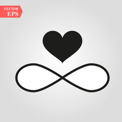 sign of infinity and heart icon. Element of wedding for mobile concept and web apps illustration. Thin line icon for website design and development, app development. Premium icon on white background
