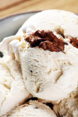 homemade oatmeal and walnut ice cream. style vintage.