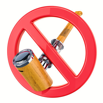 No vaping concept, forbidden sign with electronic pipe, e-pipe. 3D rendering