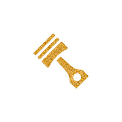 Piston icon in gold glitter texture. Sparkle luxury style vector illustration.