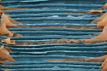 stack of plates for the public catering of blue cardboard padded kraft paper