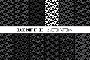 African Black, White and Charcoal Gray Geometric Vector Patterns. Futuristic Fabric Texture. Ethnic Textile Print. Modern Tribal Background. Repeating Tile Swatches Included.
