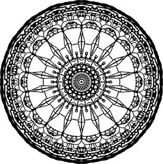 Dazzling radial diamond mandala eye in black and white